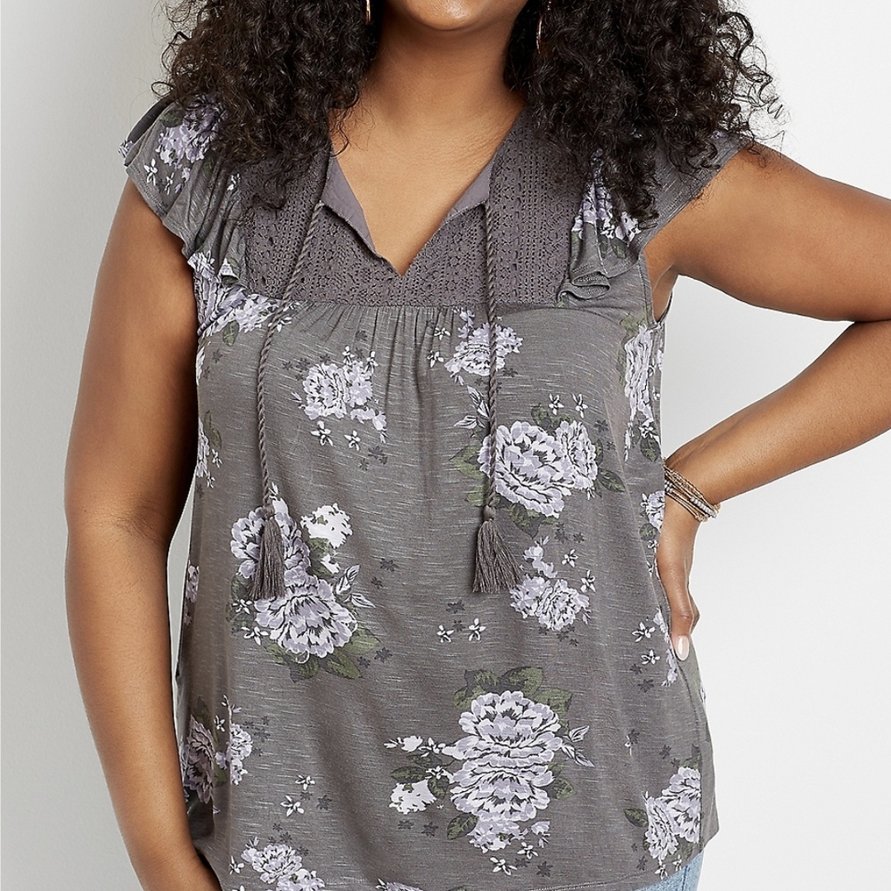 Maurices Floral Gray Women's Top